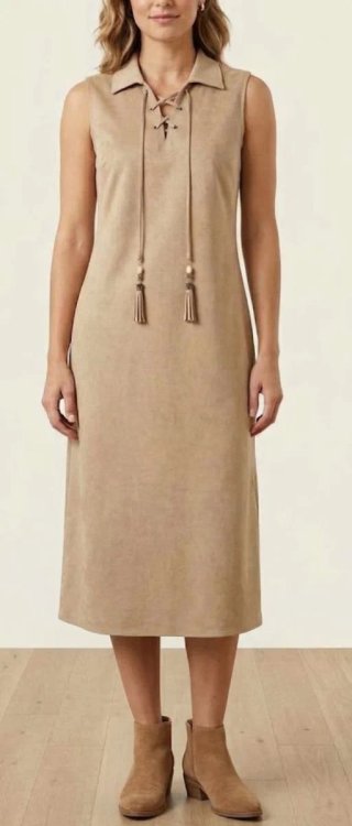 Vestido beige antelina Moewy