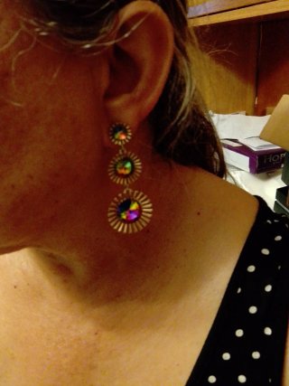 Pendientes largos piedra multicolor oro