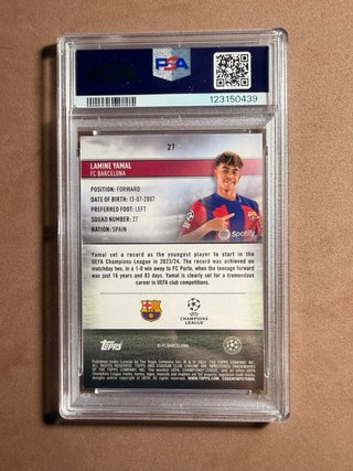 Cromo Lamine Yamal 2023-24 Stadium Chrome PSA 9