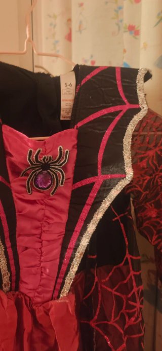 Disfraz niña vampira araña Halloween rosa negro T6