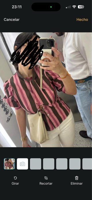 Blusa con lazada tendencia  rayas rosa y marrón
