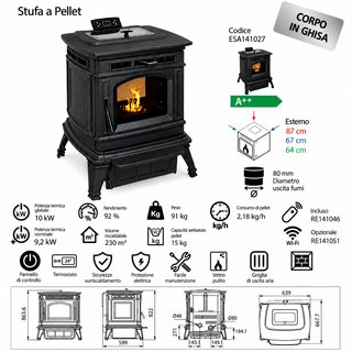 Stufa a pellet Máxima Fundición 10,37 kW A+