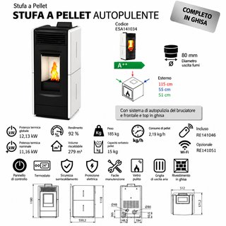 Stufa Pellets Gaudy 12 Autopulente 12,13 kW