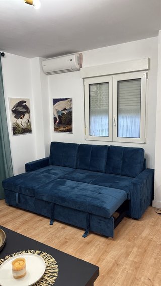 Sofá Cama Chaise Longue Azul