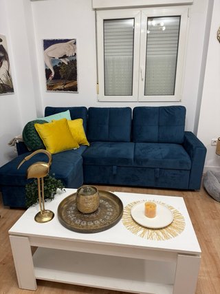 Sofá Cama Chaise Longue Azul