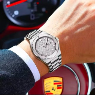Reloj de Pulsera Plateado para Hombre