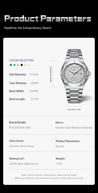 Reloj de Pulsera Plateado para Hombre