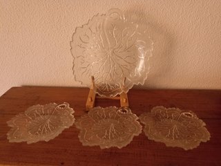 Set de Platos de Cristal con Forma de Hoja