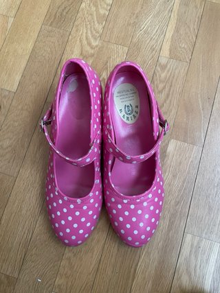 Zapatos Flamenca Tacon Ramirez Rosa Lunares T35