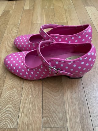 Zapatos Flamenca Tacon Ramirez Rosa Lunares T35