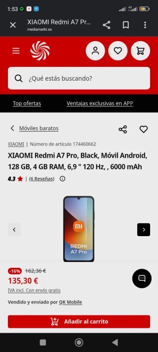 Xiaomi Redmi A7 Pro 128GB Negro