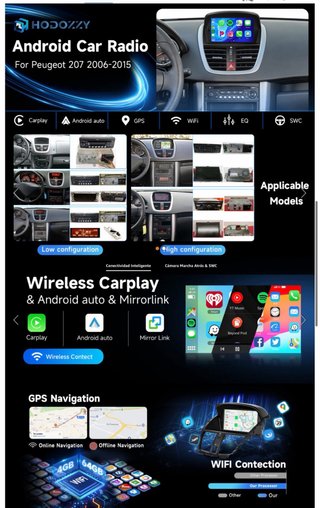 NUEVO! (280€) Radio 4G+64G Peugeot 207 (2006)