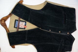 Chaleco Bombers de Ante Negro y Beige