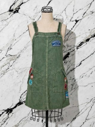 Peto vaquero Zara parches retro verde S