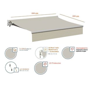 Toldo Beige Aluminio Blanco 2.95x2