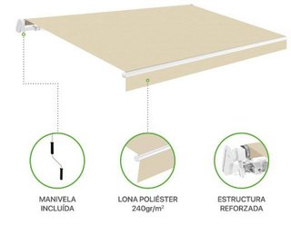 Toldo Aluminio Blanco tela Beige 2.95x2