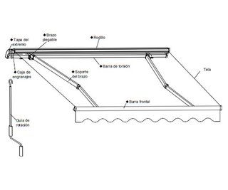 Toldo Aluminio Blanco tela Beige 2.95x2