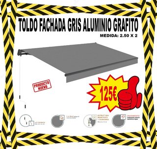 Toldo Fachada Gris Aluminio Grafito 2.50x2
