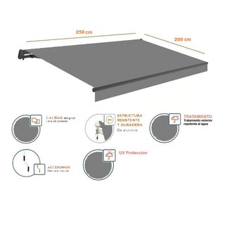 Toldo Fachada Gris Aluminio Grafito 2.50x2