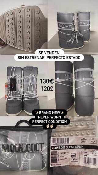 Botas Moon Boot Classic Reflex Plata T.39/41
