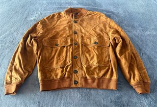 Giubbotto bomber vintage camoscio marrone
