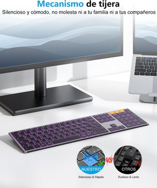 OMOTON Teclado Español BT 2.4G Retroiluminado