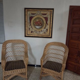 Pareja de Sillas de Mimbre y Ratán