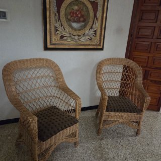 Pareja de Sillas de Mimbre y Ratán