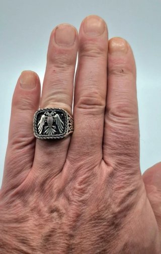 Anillo Plata 925 con Águila bicefala y Circonitas