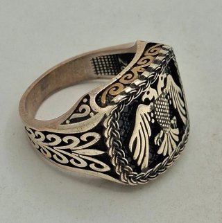 Anillo Plata 925 con Águila bicefala y Circonitas