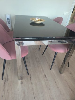 Mesa de comedor extensible cristal y metal
