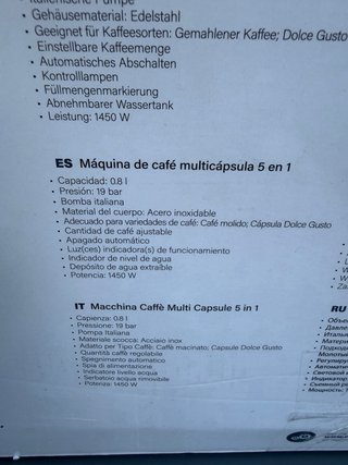 Cafetera Multicápsula Princess 5 en 1