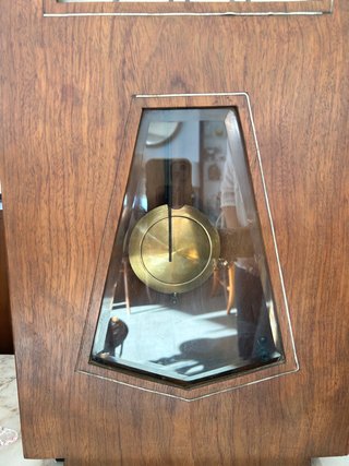 Antiguo Reloj de Pared Art Déco de Madera