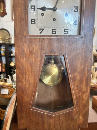Antiguo Reloj de Pared Art Déco de Madera