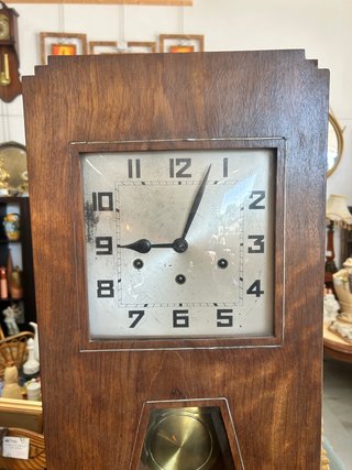Antiguo Reloj de Pared Art Déco de Madera