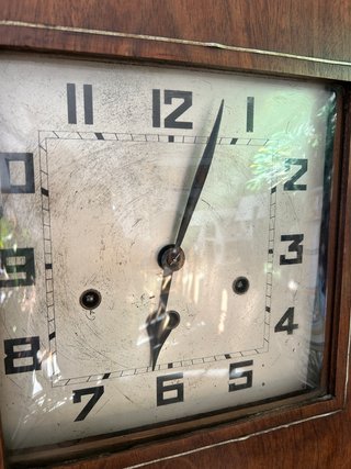 Antiguo Reloj de Pared Art Déco de Madera