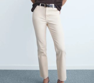 Jeans Flare Crop Beige