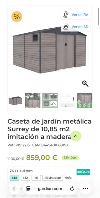 Caseta de jardín metálica Surrey de 10,85 m2