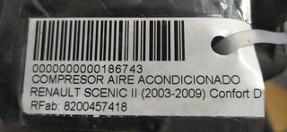 COMPRESOR AIRE ACONDICIONADO RENAULT SCENIC II Confort Dynamique