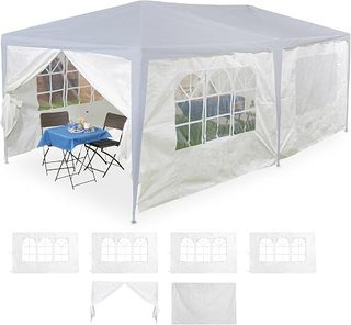 Relaxdays Laterales Carpa 3x6m, Set de 6, 2x3m, Impermeables, Ventanas y Puerta, Paredes Pérgola Cie