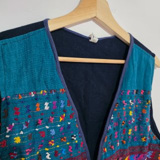 Chaleco Multicolor Bordado Talla L handmade