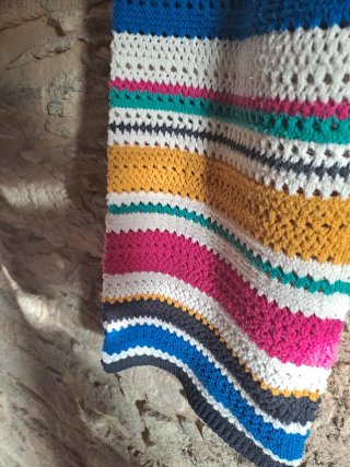 Pantalón crochet rayas multicolor
