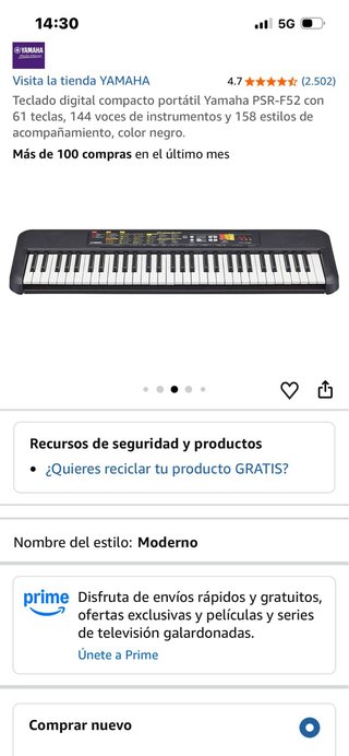 Teclado Digital Yamaha PSR-F52