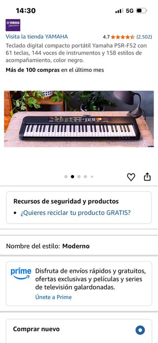 Teclado Digital Yamaha PSR-F52