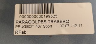 PARAGOLPES TRASERO PEUGEOT 407 Sport