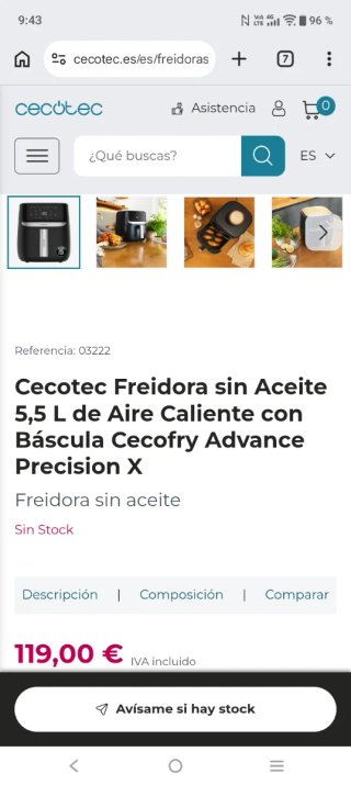 Freidora de aire Cecotec Cecofry