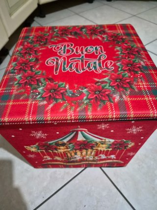 Pouf Contenitore Natale 30x30x30cm