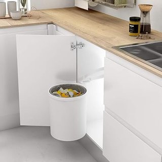 Menage and Confort 00048 Cubo de basura redondo y giratorio, Para armario de cocina, 13L, Blanco, 35