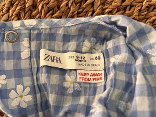 Vestido Zara 12m cuadros vichy y flores