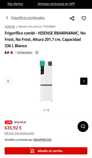 Frigorífico Combi Hisense RB440N4AWC NUEVO